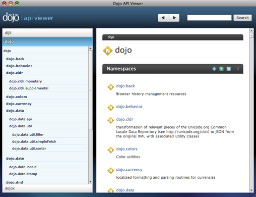 Dojo Toolbox API Viewer