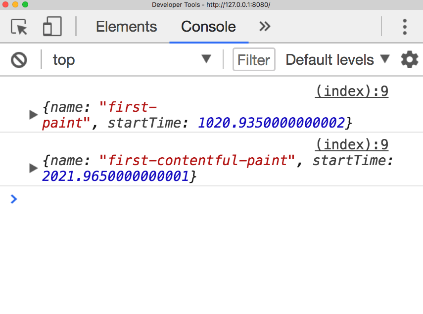 Paint metrics in DevTools