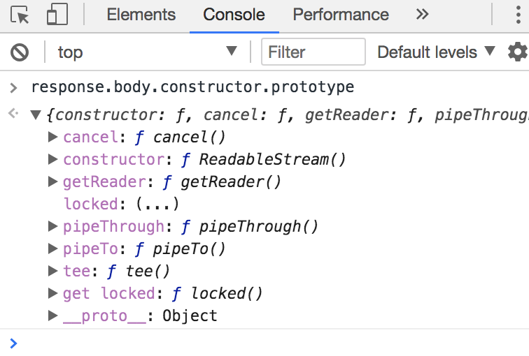 Viewing the readable stream constructor