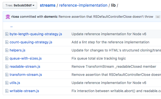 WHATWG Streams reference implementation