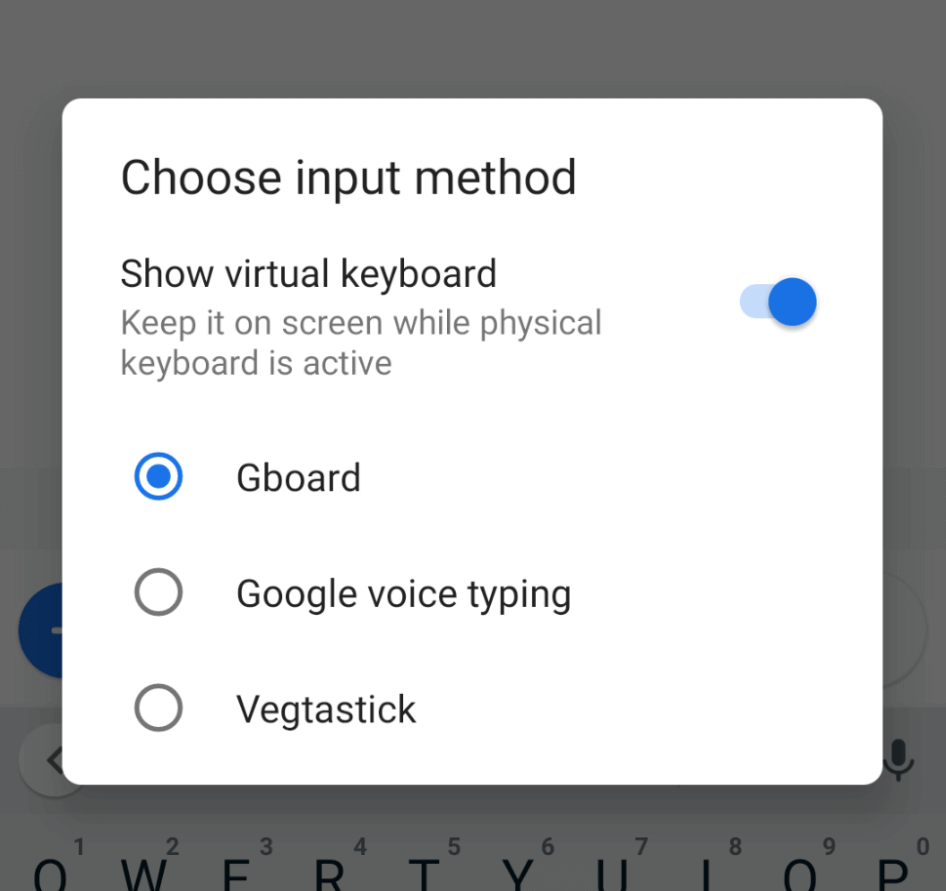 Selecting Android Keyboard